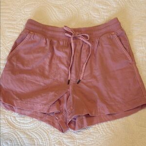 Pink Athletic Shorts with Elastic Waistband and Drawstring